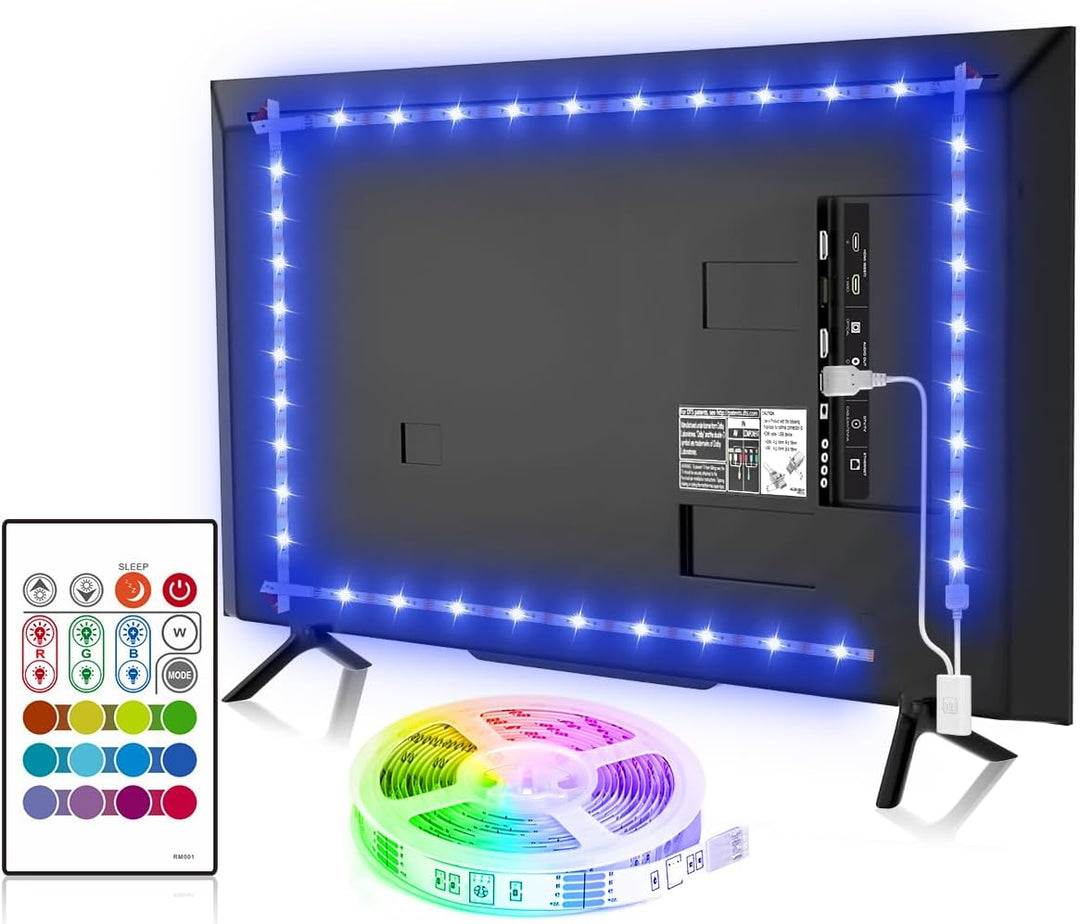 TV LED Backlight, 6.56Ft 4-Per Cut LED Lights for TV 32-58 Inches, USB LED Strip Game Light with 4096 DIY Colors Remote Control, TV Lights behind for Room Decor, TV Bias Light Kit.