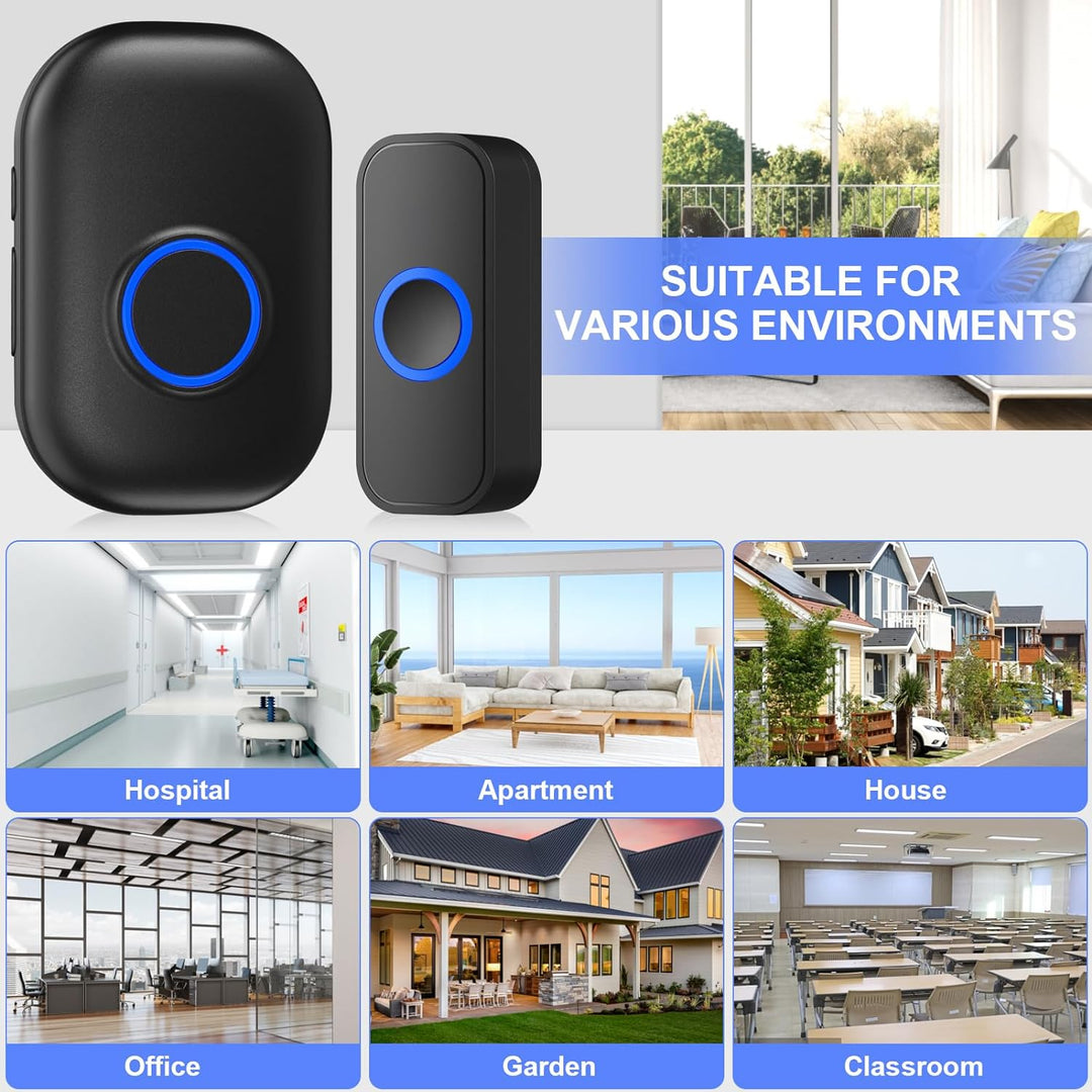 Wireless Doorbell,  Doorbell, Waterproof Wireless Door Bell for Home at 980 Feet Range Operating with 32 Melodies, LED Flash, 4 Levels Adjustable Volume