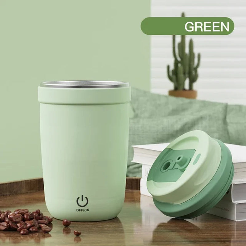 Automatic Electric Stirring Coffee Mugs，Self Stirring Coffee Mug with Straw, Coffee Milk Auto Mixing Cups,Charging, Portable