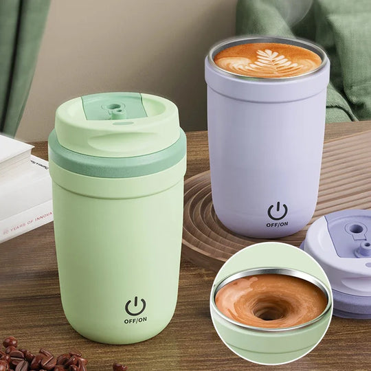 Automatic Electric Stirring Coffee Mugs，Self Stirring Coffee Mug with Straw, Coffee Milk Auto Mixing Cups,Charging, Portable