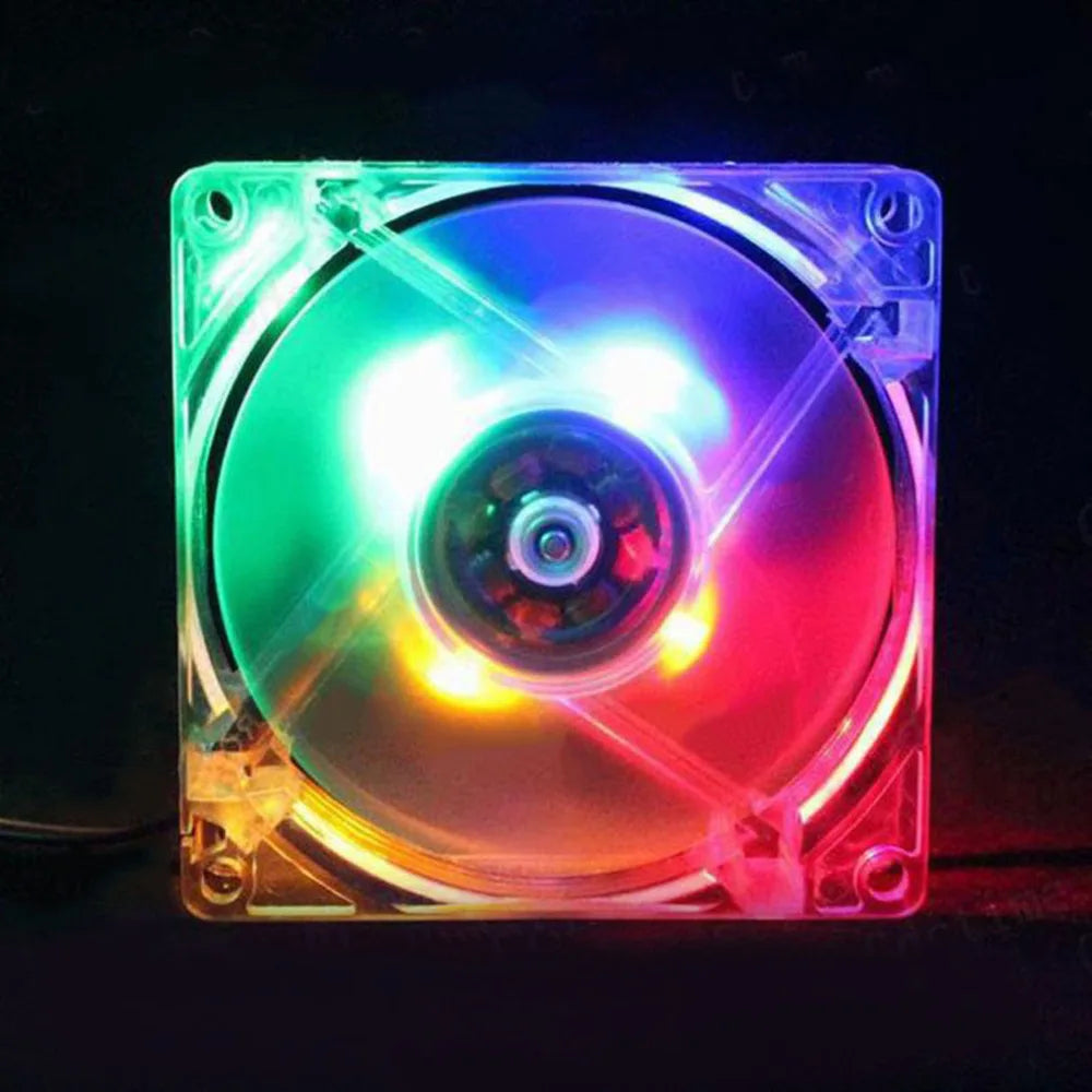 Computer PC Fan 80Mm with LED 8025 Silent Cooling Fan 12V LED Luminous Chass Computer Case Cooling Fan Mod Easy Installed