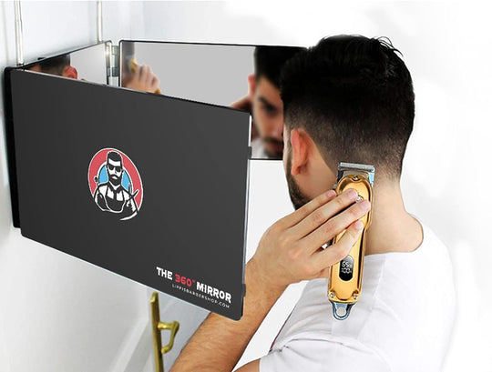 the 360 Mirror - 3 Way Mirror for Self Hair Cutting - Adjustable Trifold Barber Mirror to Cut Your Own Hair - Tri Fold Self Haircut System - Three Sided Mirror for Haircuts