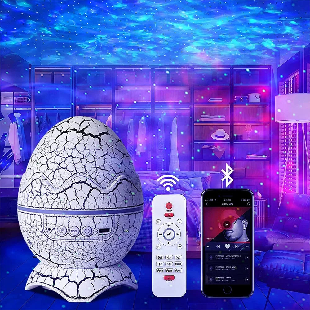 Jianshu Dinosaur Egg Galaxy Star Projector Starry Sky Light & Bluetooth Speaker,Night Projector for Children'S Room Decor Cute