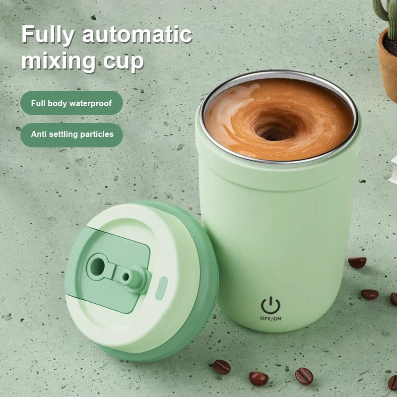 Automatic Electric Stirring Coffee Mugs，Self Stirring Coffee Mug with Straw, Coffee Milk Auto Mixing Cups,Charging, Portable