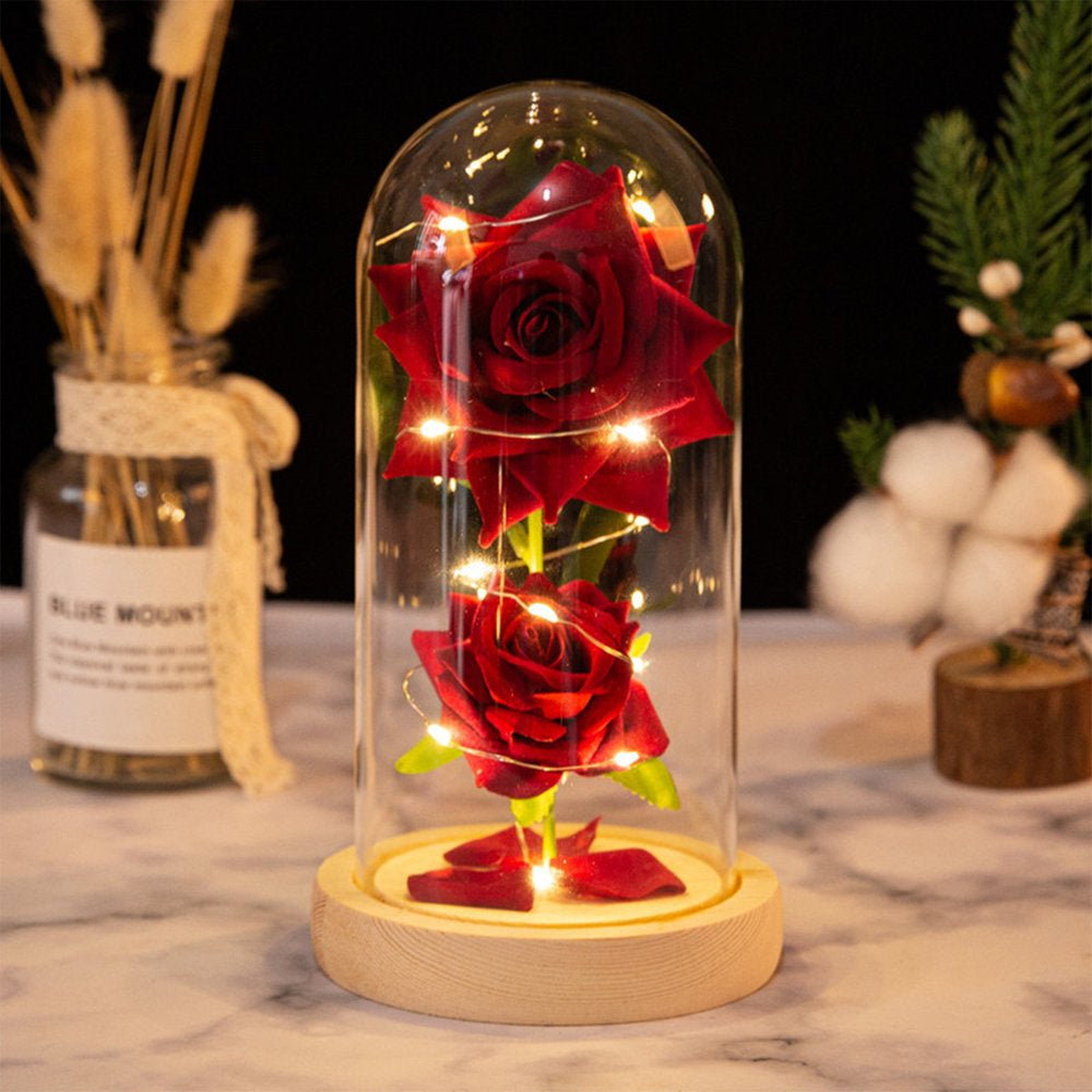 Beauty and the Beast Rose, Gifts for Her, Galaxy Artificial Rose Gift, Red Roses Permanently Preserved in Dome Glass, Christmas, Valentines Day, Mothers Day, Births Day, Wishes