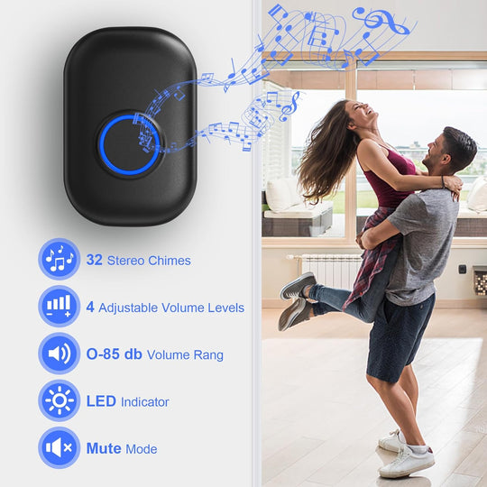 Wireless Doorbell,  Doorbell, Waterproof Wireless Door Bell for Home at 980 Feet Range Operating with 32 Melodies, LED Flash, 4 Levels Adjustable Volume